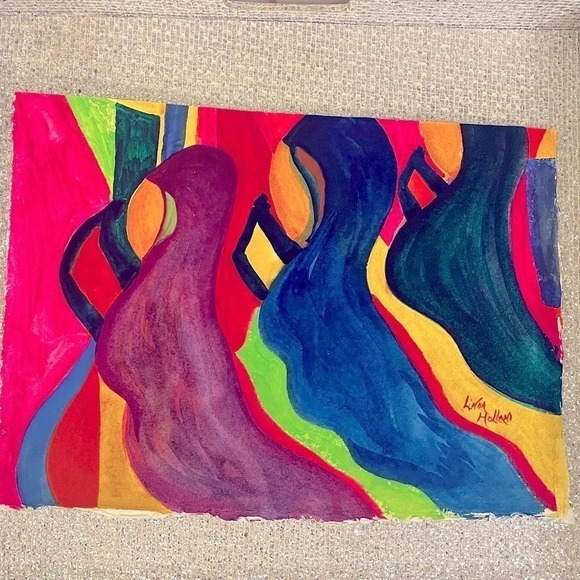 Original Watercolor Painting Signed Abstract Colorful Unframed‎ NWOT - Picture 1 of 6